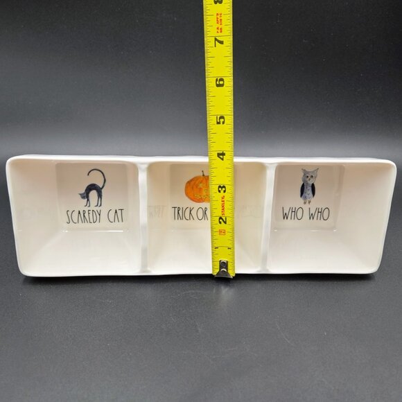 Rae Dunn Melamine Halloween Divided 3 Section Dish Black Cat Jack Olantern Boo - Picture 3 of 14